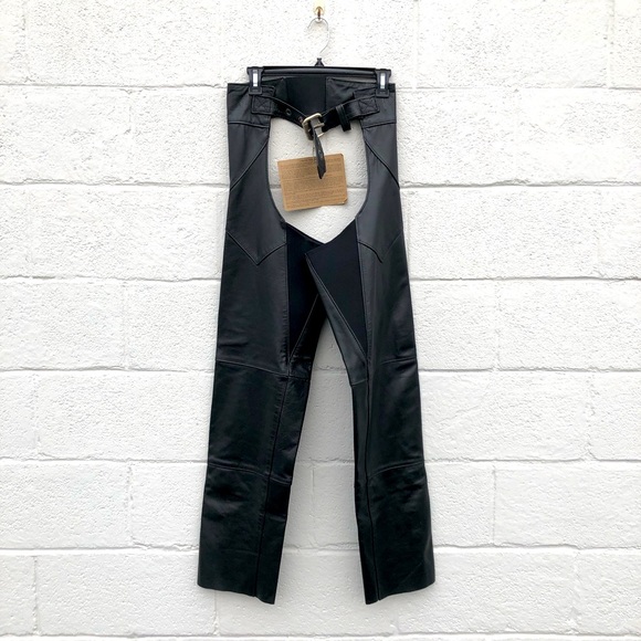 Harley Davidson New with Tags Black Leather Chaps size XS - Picture 1 of 15